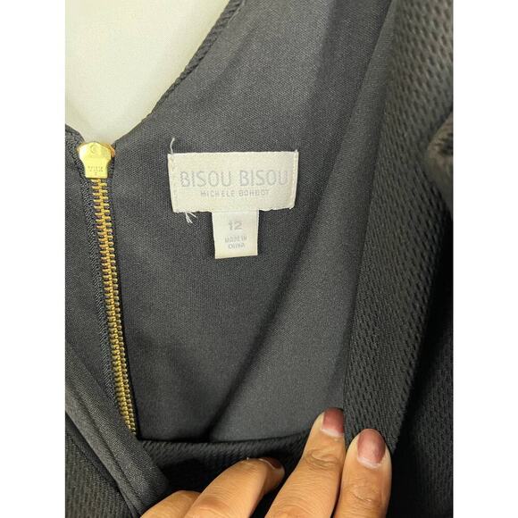 Bisou Bisou Asymmetrical Black Dress Size 12 - Picture 2 of 4